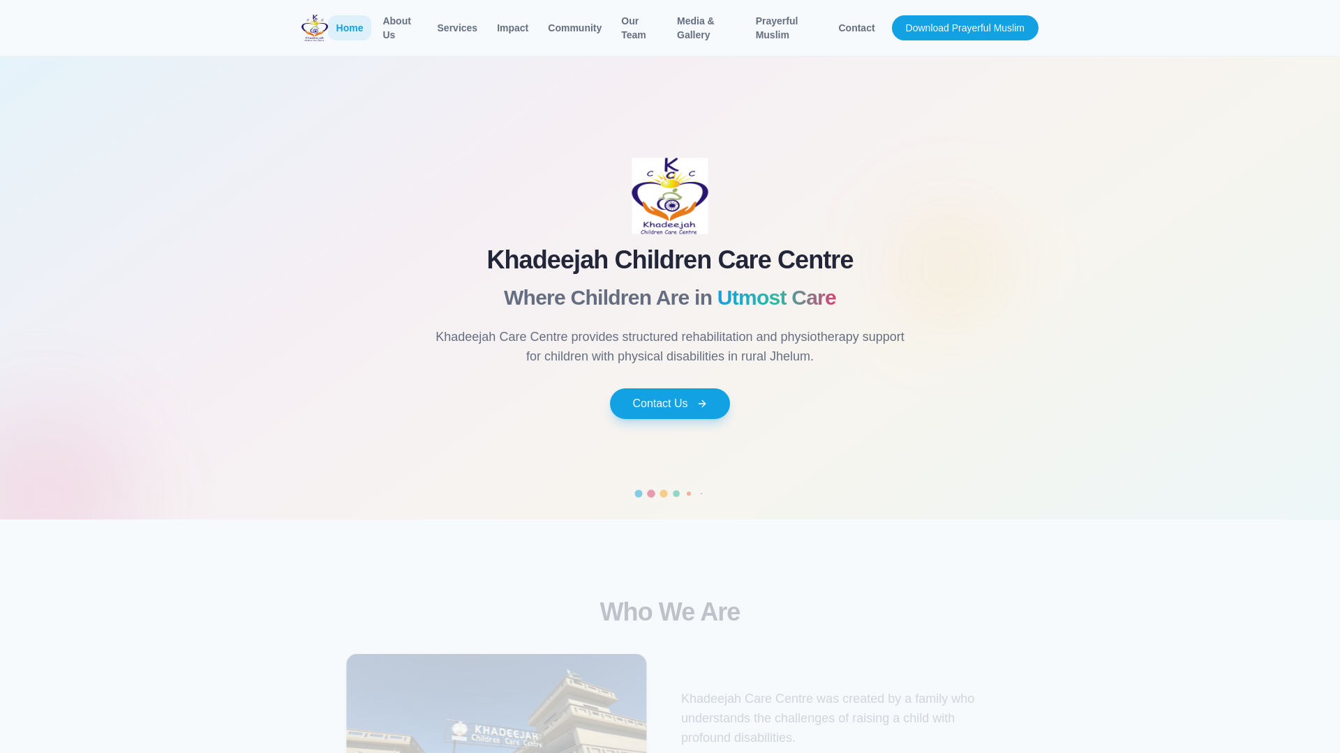website screenshot of https://khadeejah-care.com/