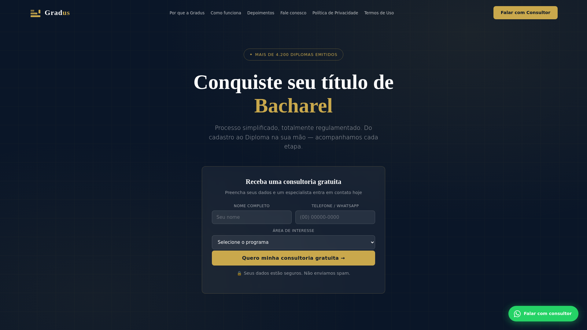 website screenshot of https://diplomagradus.site/