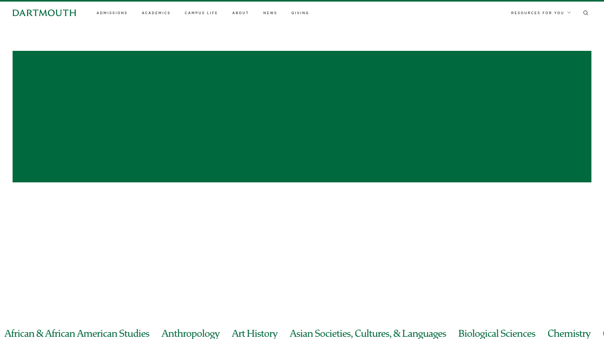 website screenshot of https://www.dartmouth.edu/