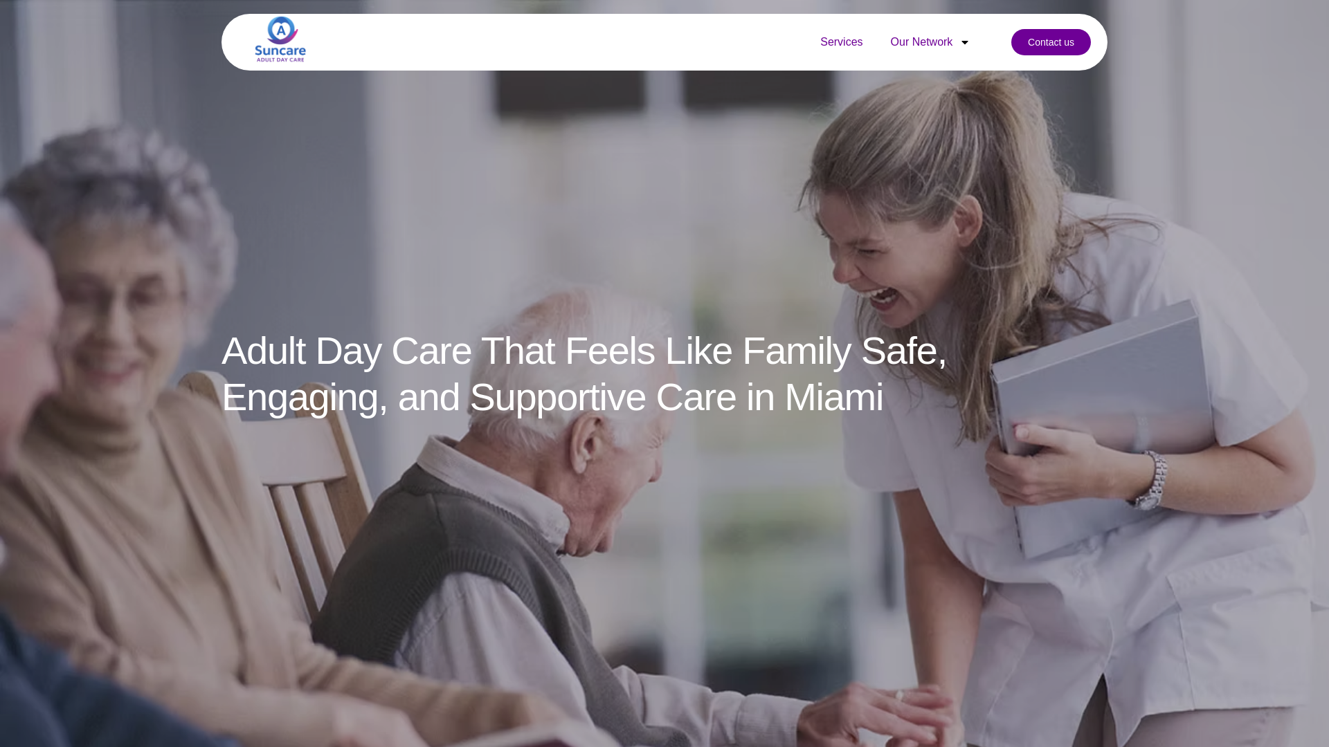 website screenshot of https://suncareadultdaycare.com/