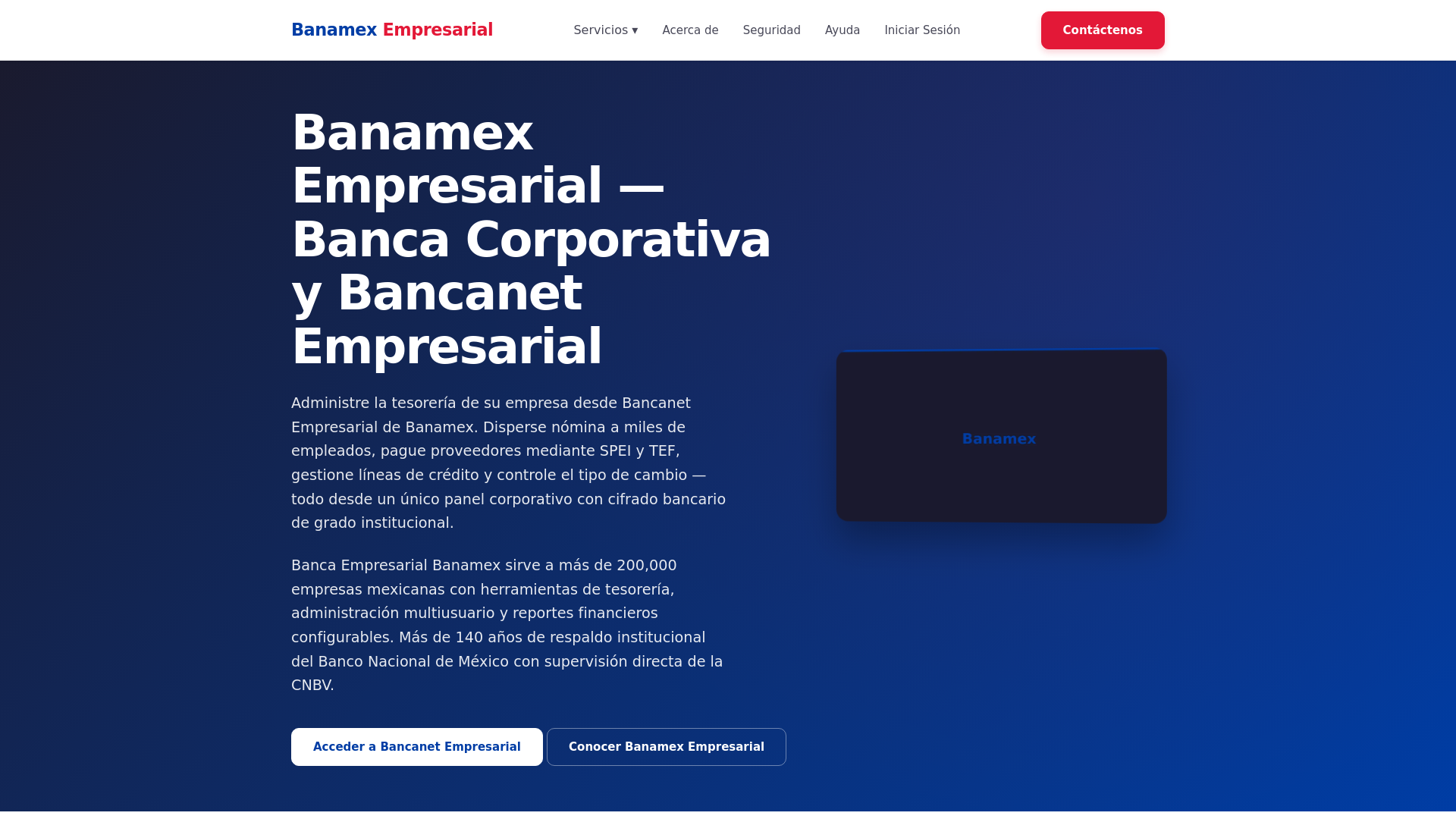 website screenshot of https://banamex.co.com