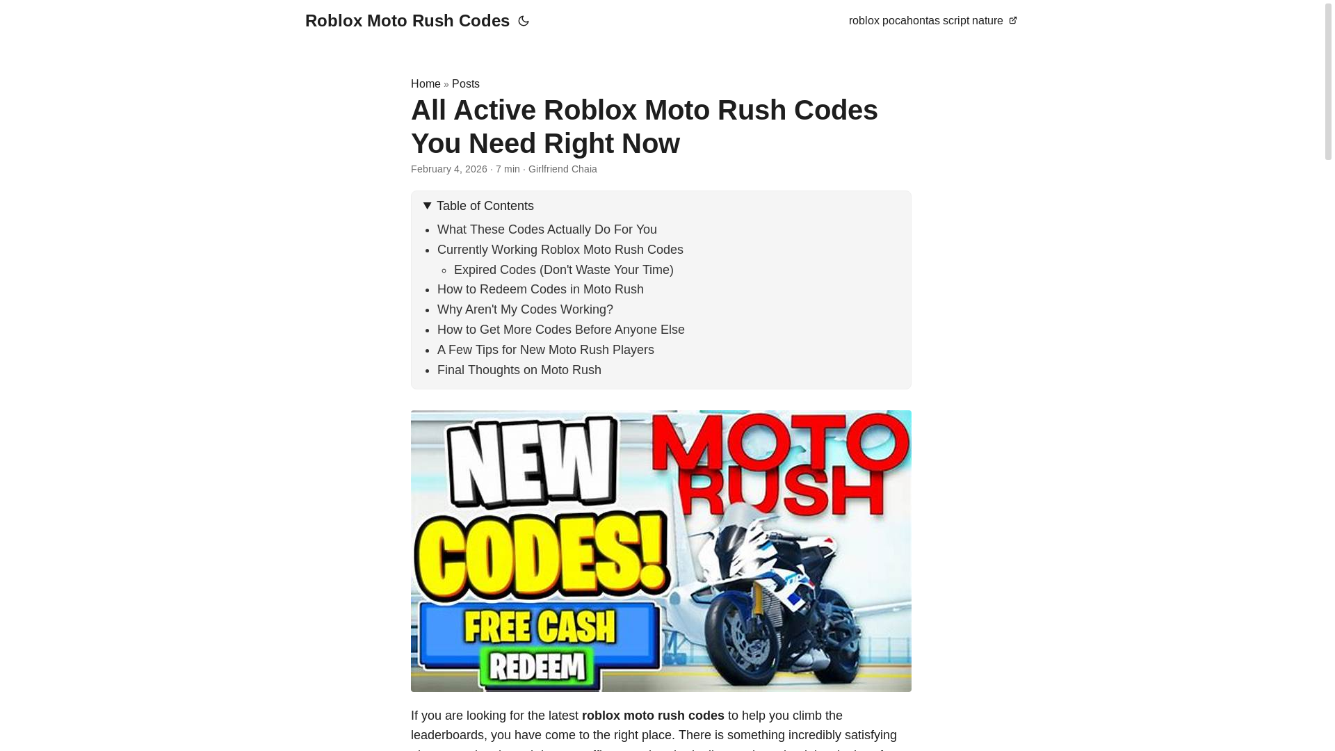 website screenshot of https://roblox-moto-rush-codes.pages.dev/