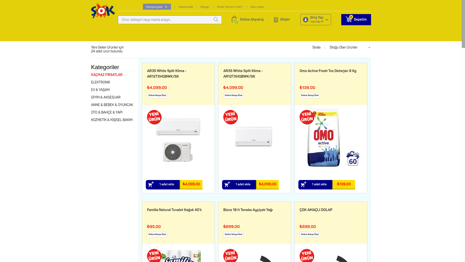 website screenshot of https://sokmarketcepte-indirim.com/