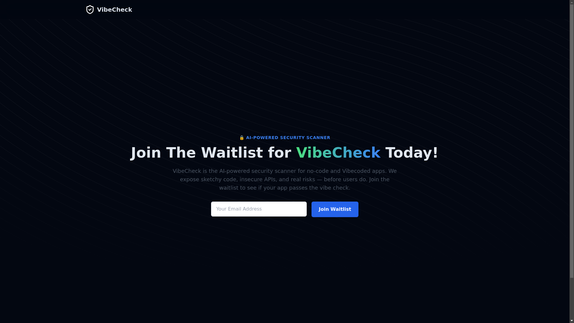 website screenshot of https://getvibecheck.ai/