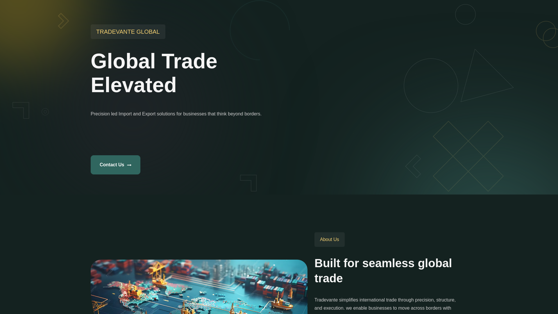 website screenshot of https://tradevante.com/