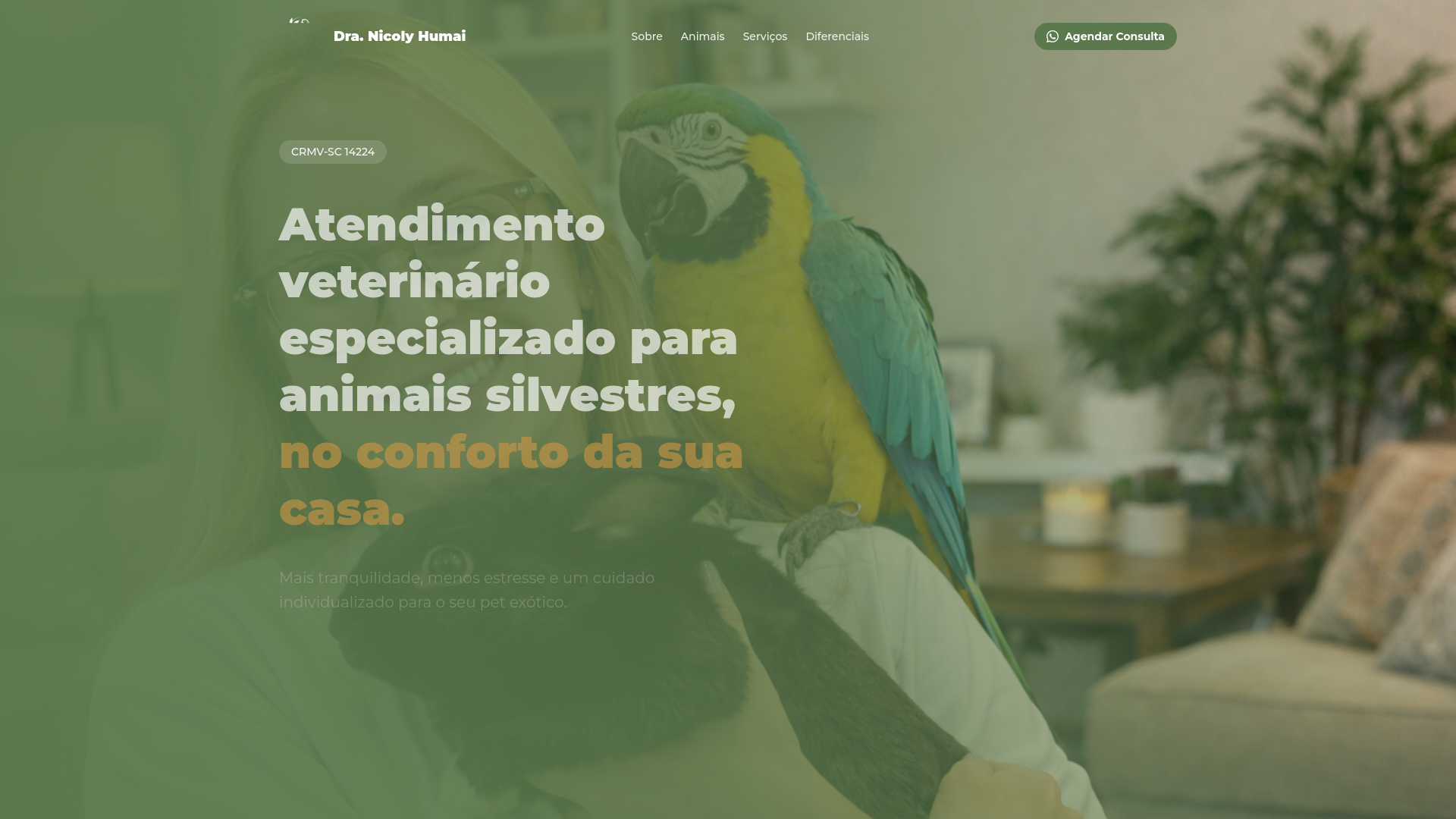 website screenshot of https://veterinarianicolyhumai.com.br