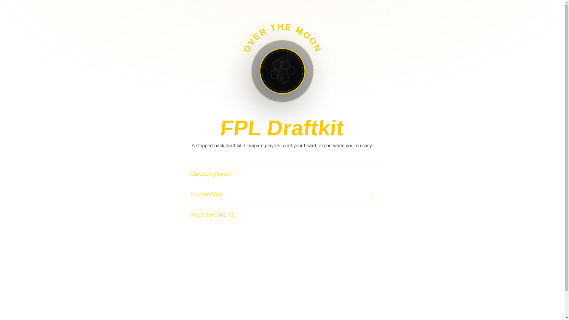 website screenshot of https://fpldraftkit.com/