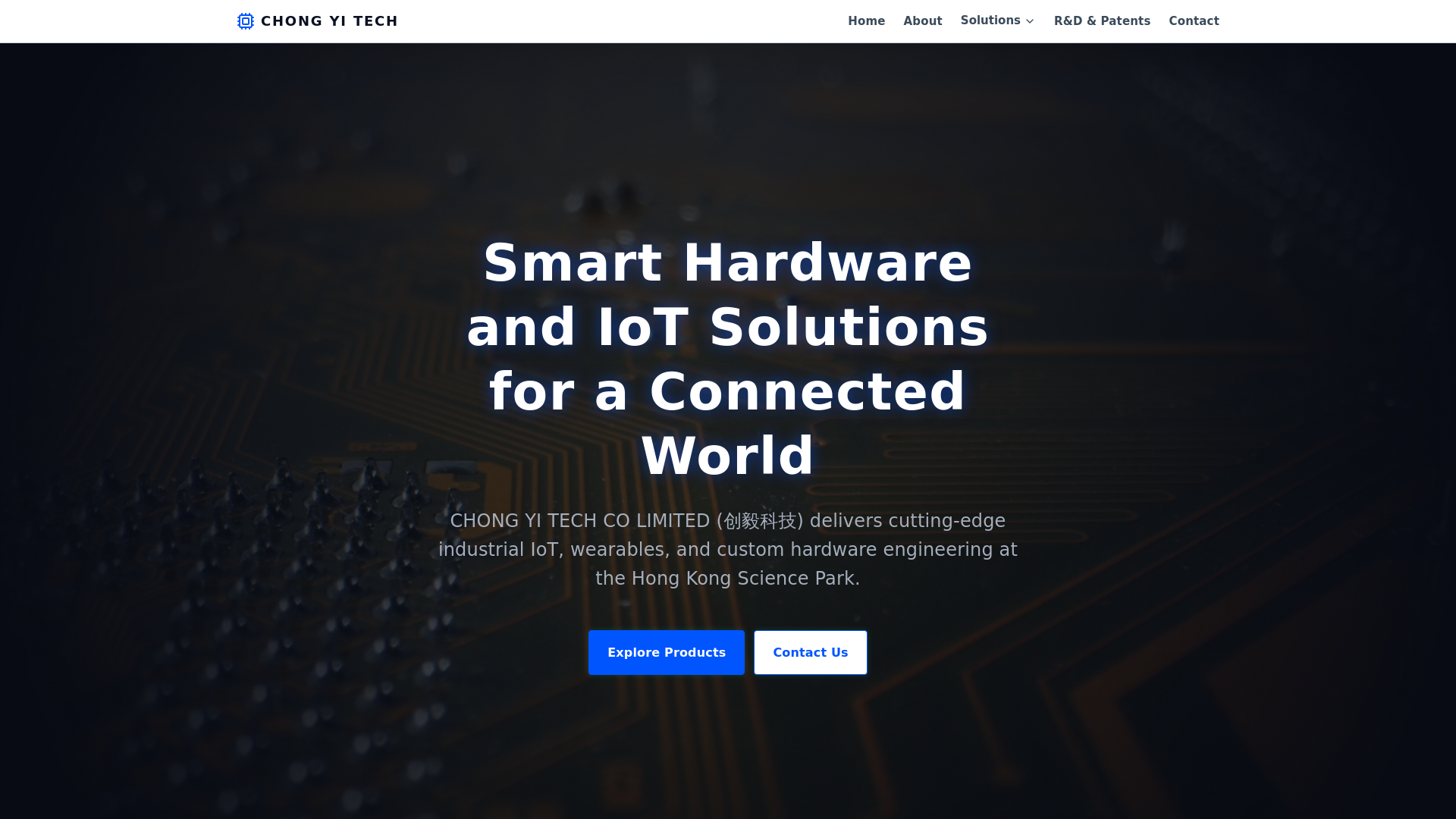 website screenshot of https://chongyitech.com
