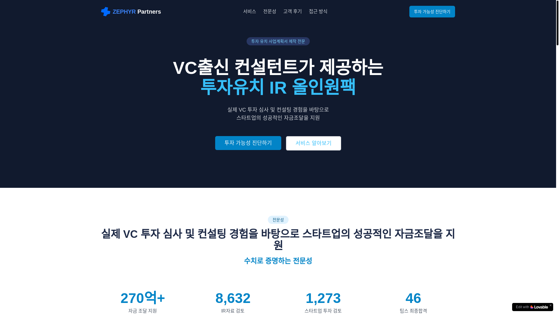 website screenshot of https://zephyrpartners.co/