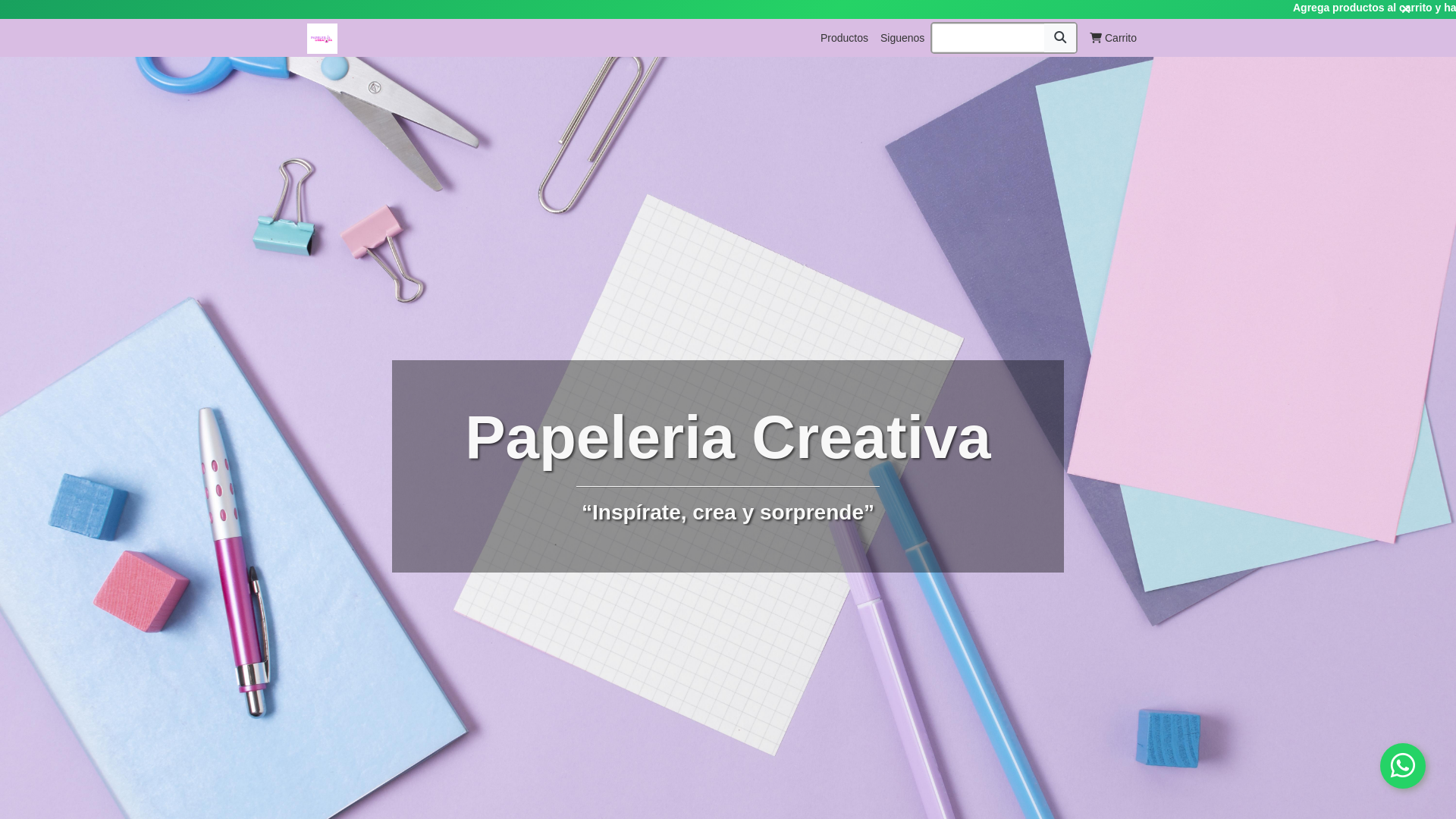 website screenshot of https://papeleriacreativasv.com