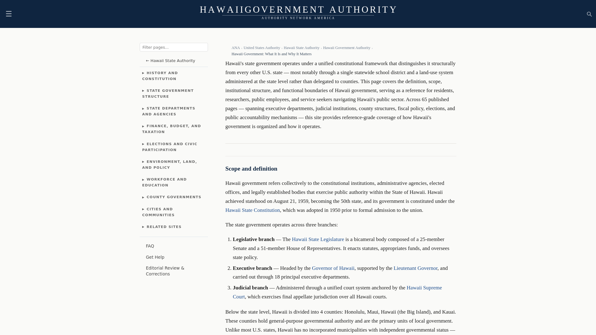 website screenshot of https://hawaiigovernmentauthority.com/
