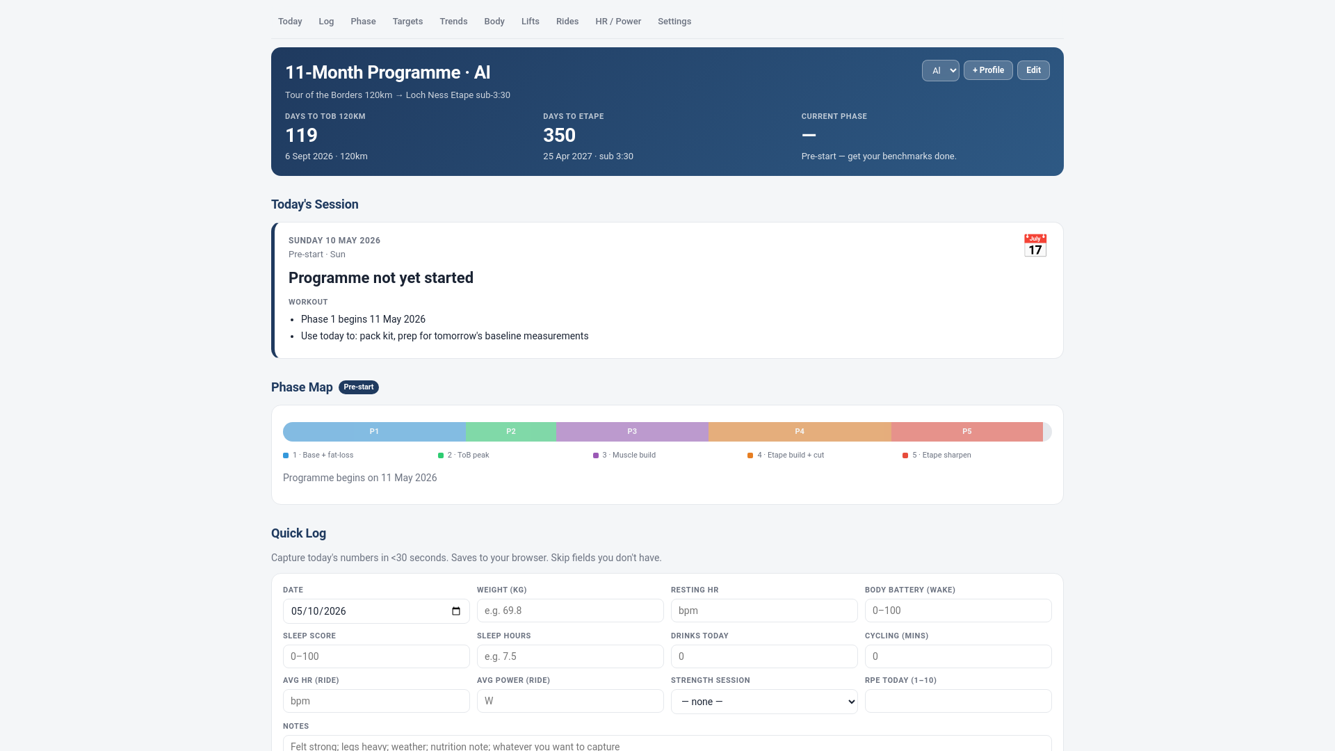 website screenshot of https://fitness-dashboard-c2m.pages.dev/