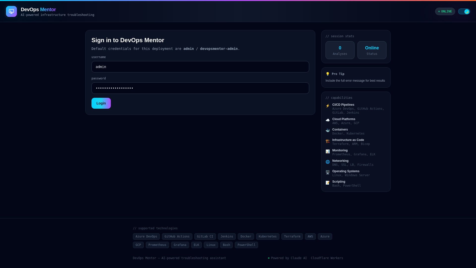 website screenshot of https://devopsmentor.pages.dev/