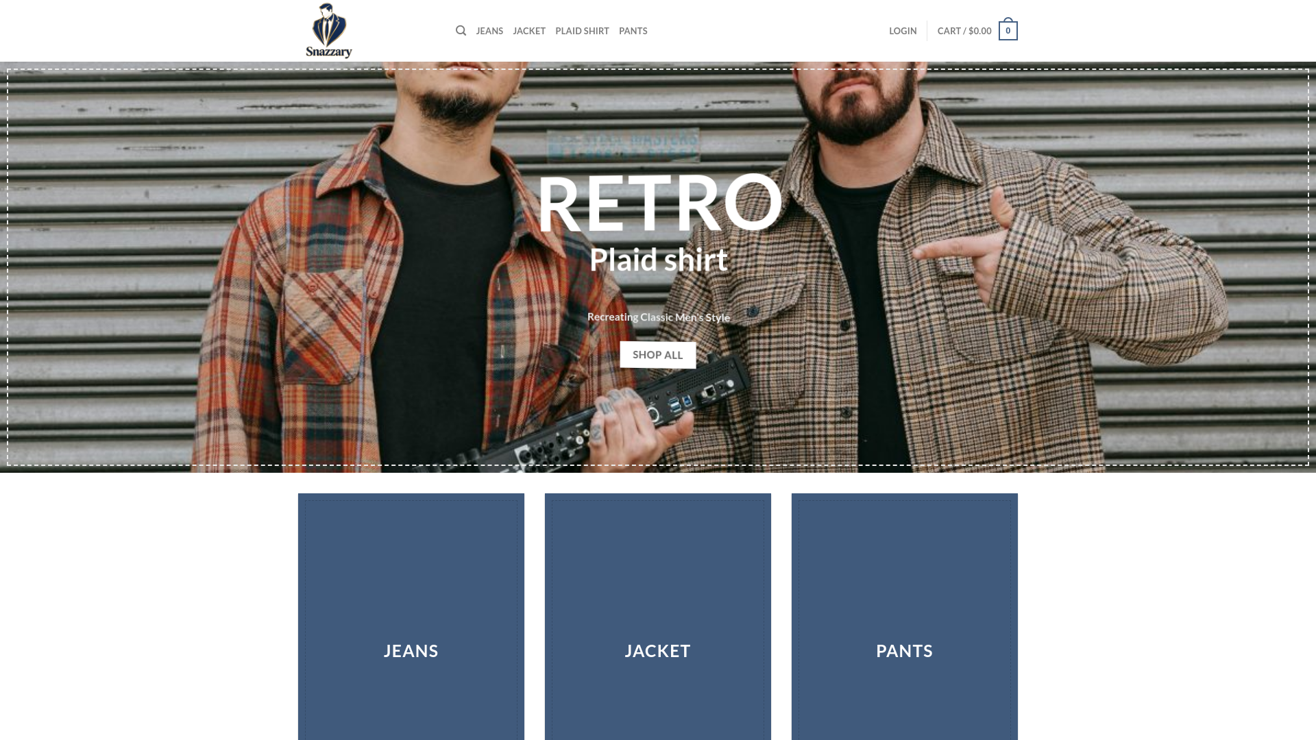website screenshot of https://snazzary.com/