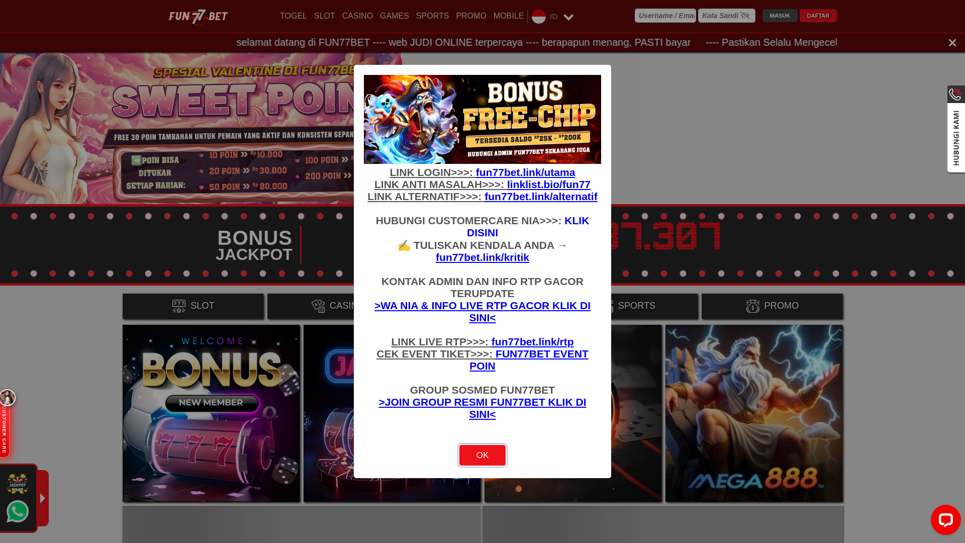 website screenshot of https://fun77dynasty.com/