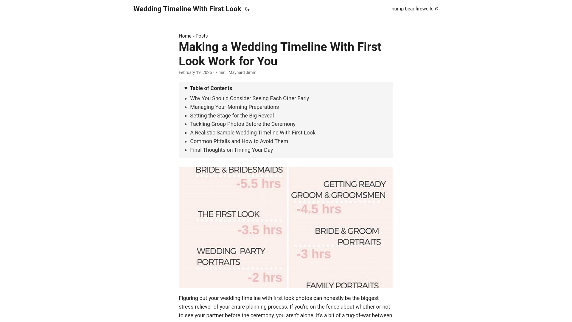 website screenshot of https://wedding-timeline-with-first-look.pages.dev/