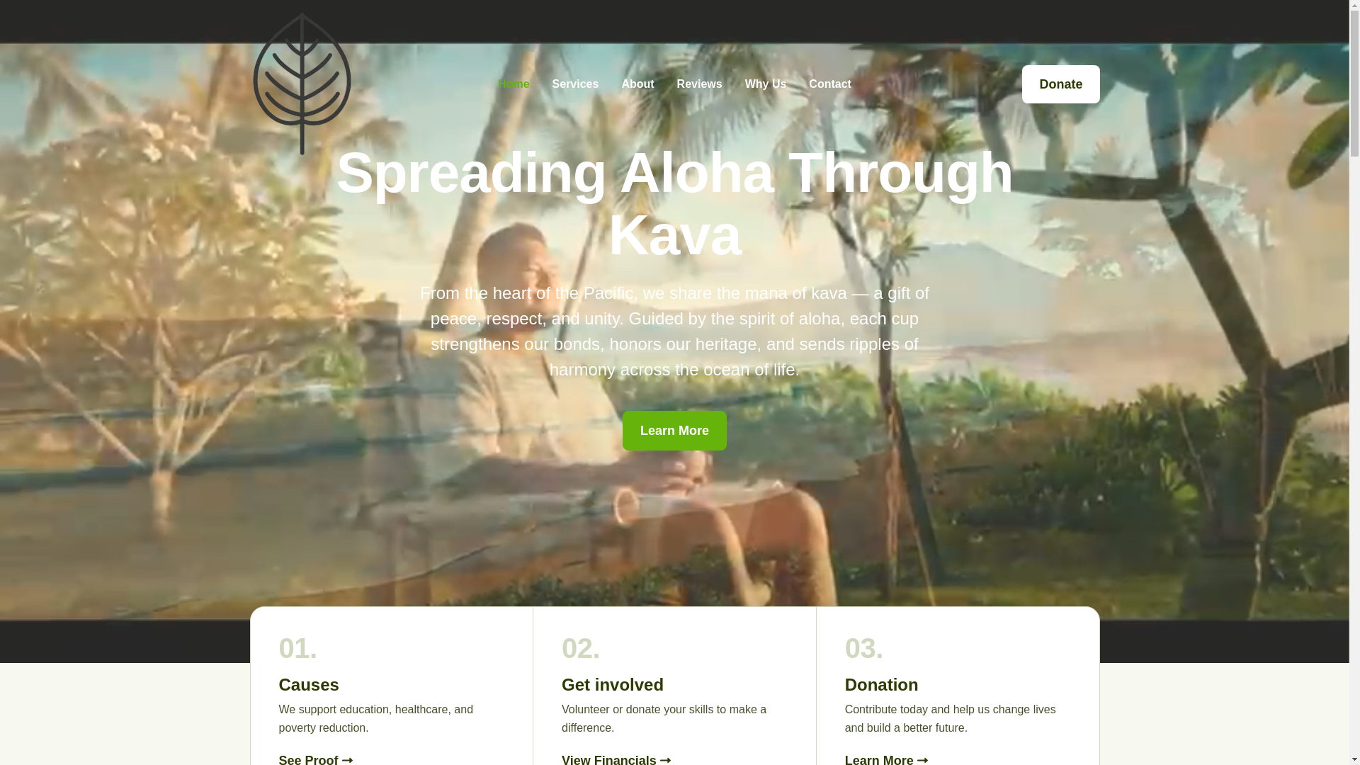 website screenshot of https://kavaloha.org/