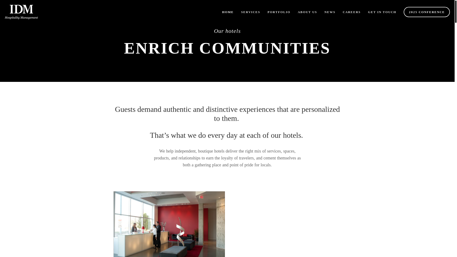 website screenshot of https://idmhospitality.com/