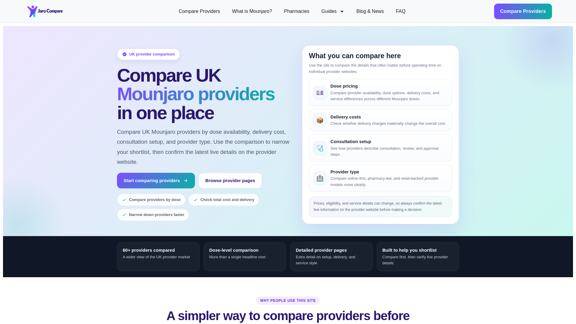 website screenshot of https://jarocompare.co.uk/