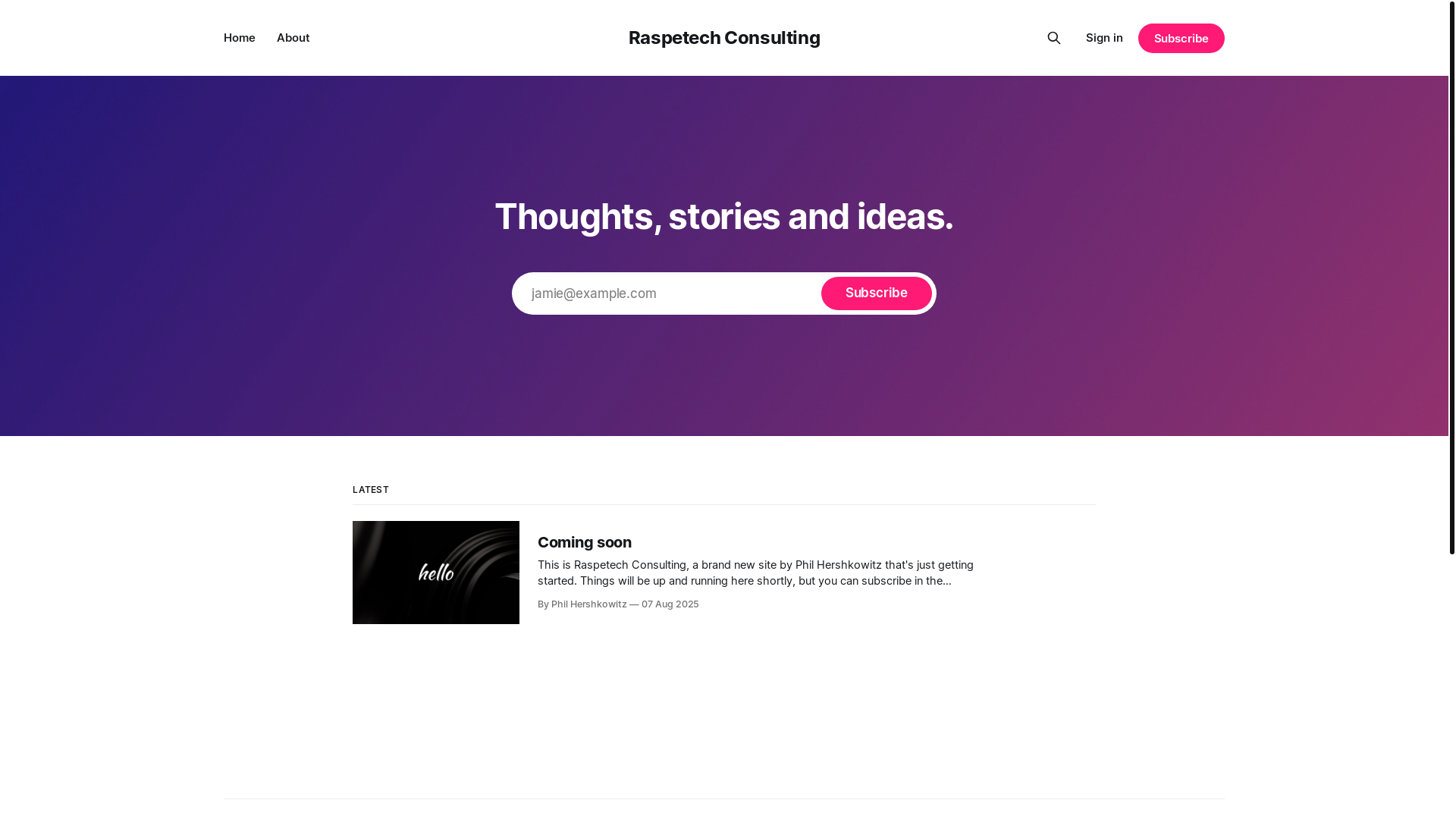 website screenshot of https://raspetech.dev/