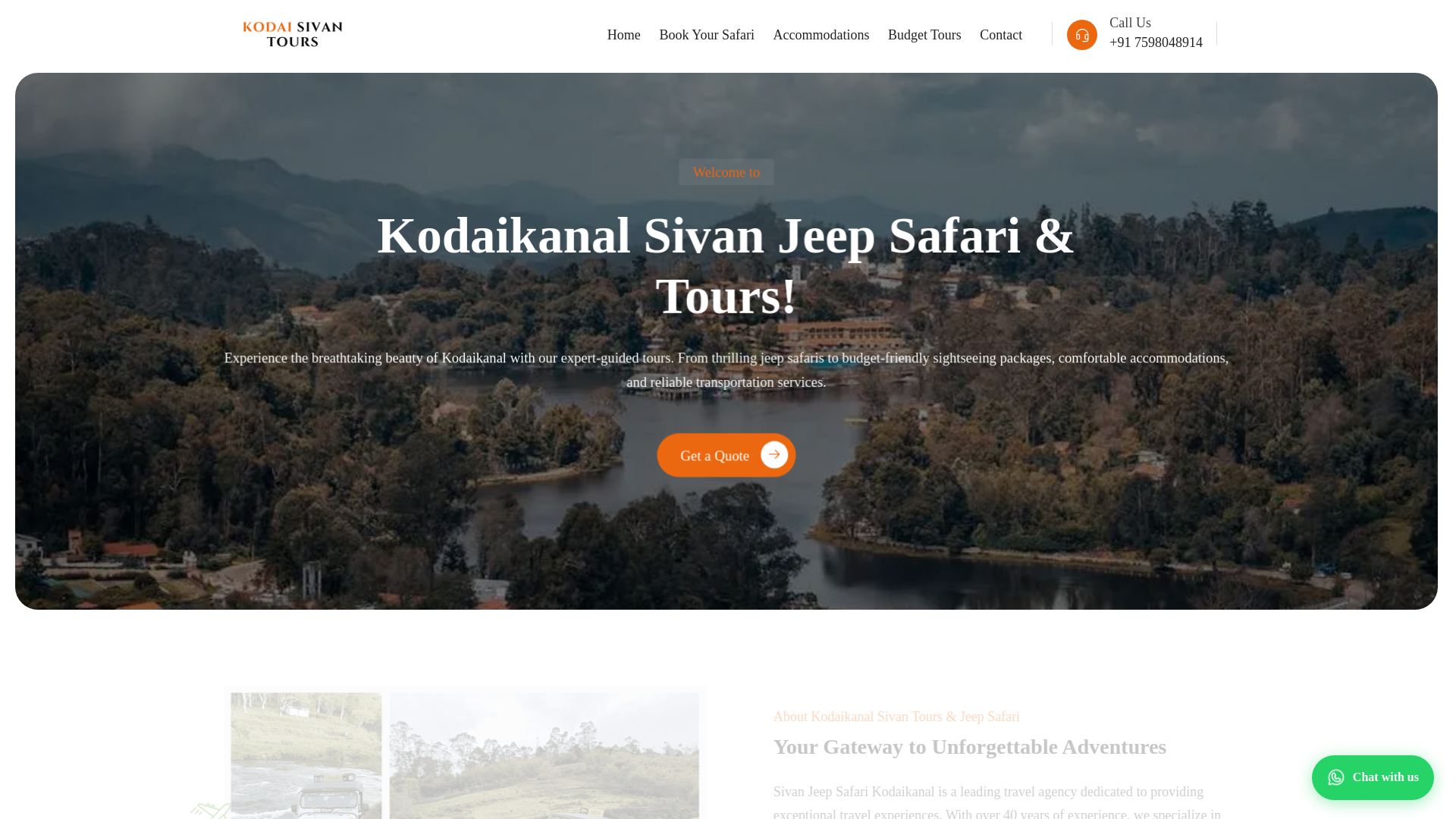 website screenshot of https://kodaikanal-sivam-tours.pages.dev/
