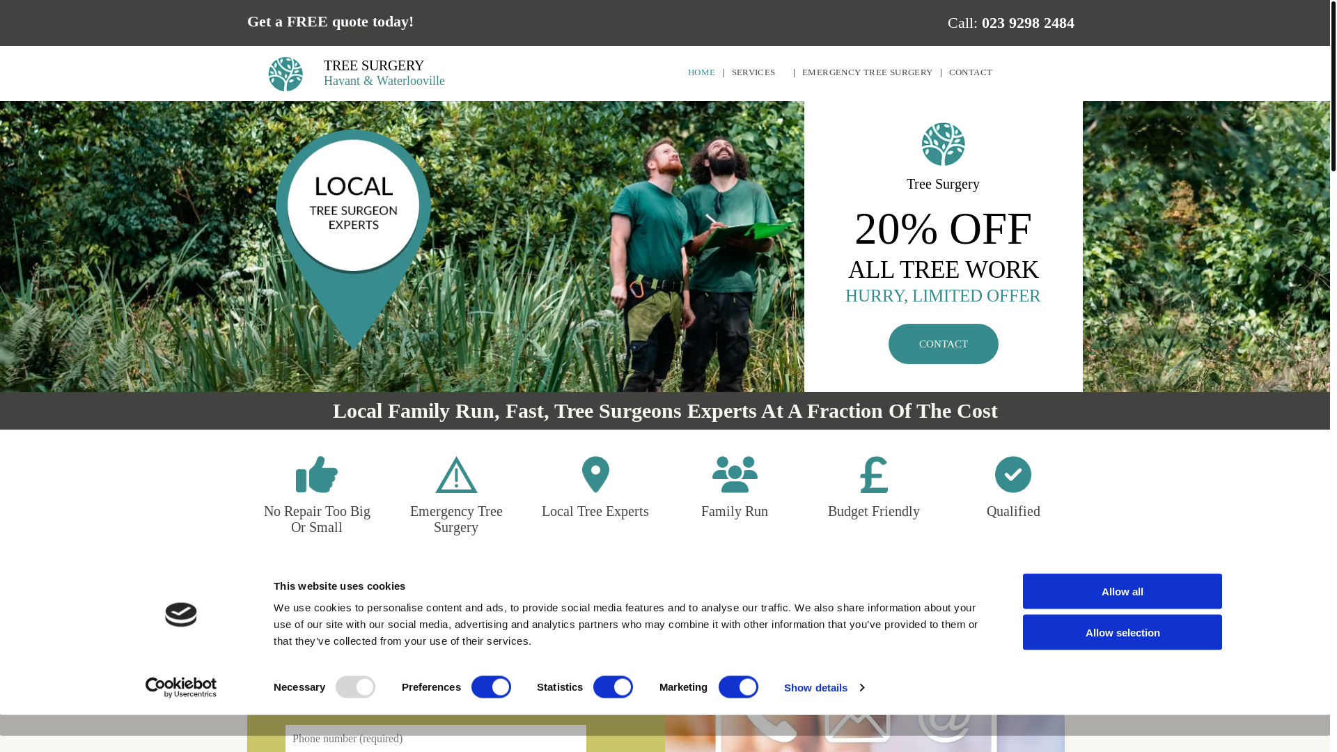 website screenshot of https://jitreesurgeonhavant.co.uk/