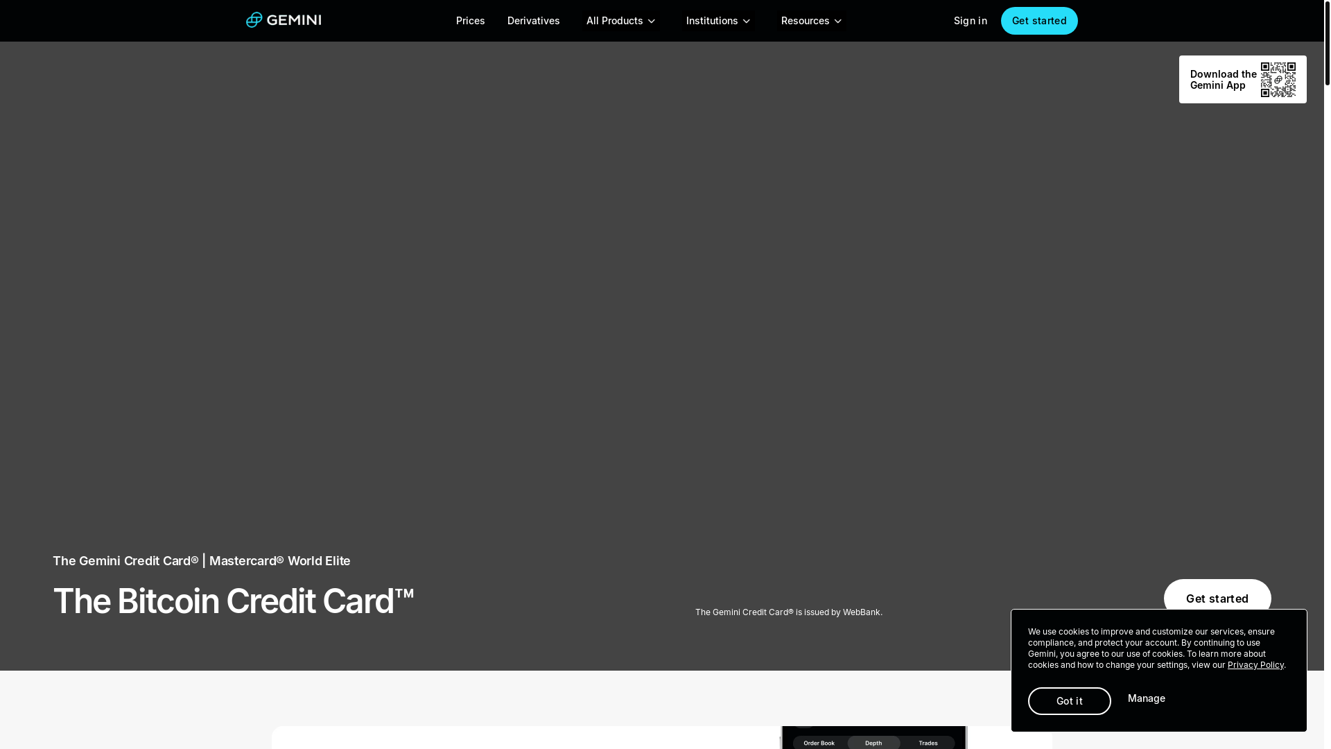 website screenshot of https://www.gemini.com/