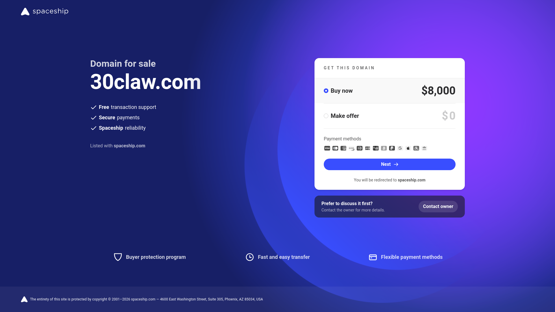 website screenshot of https://30claw.com/
