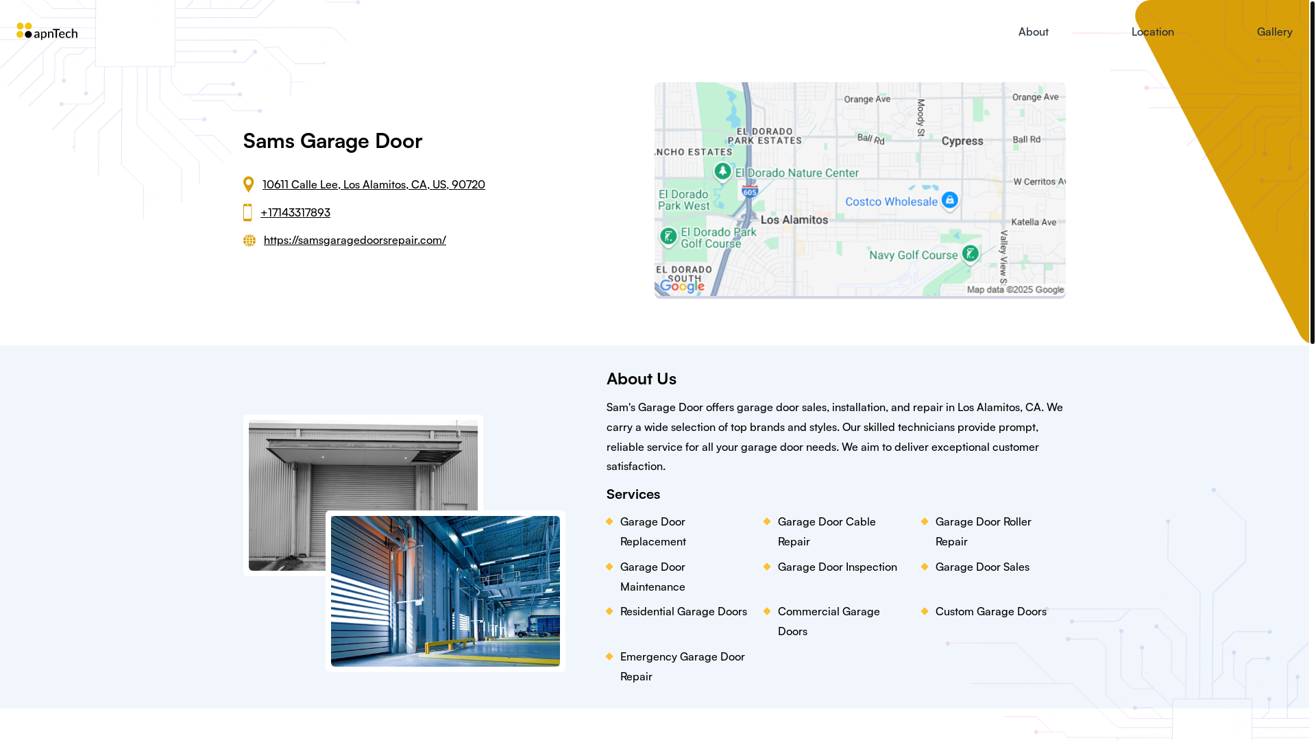 website screenshot of https://samsgaragedoor.online/
