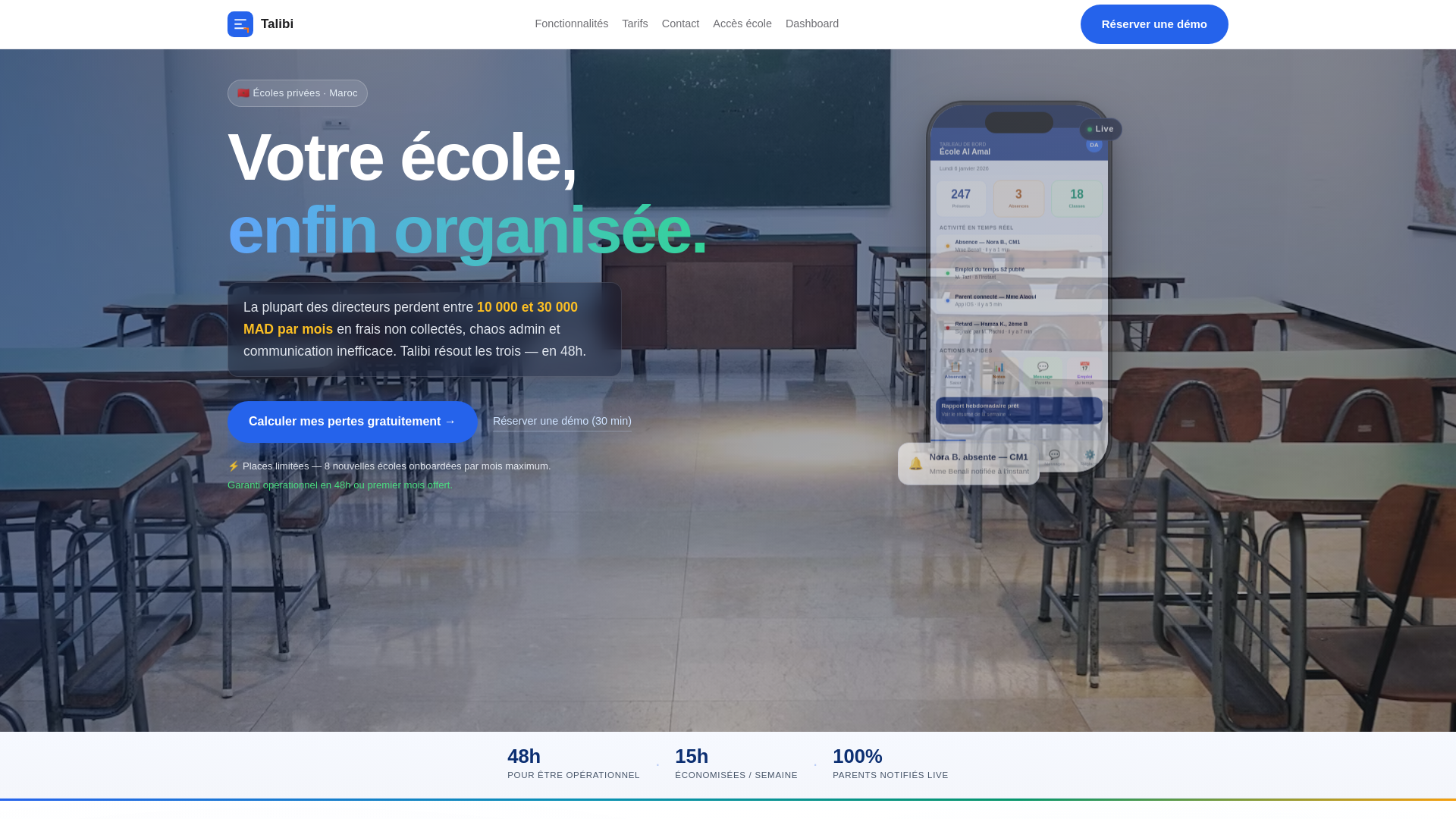 website screenshot of https://talibi.ma/