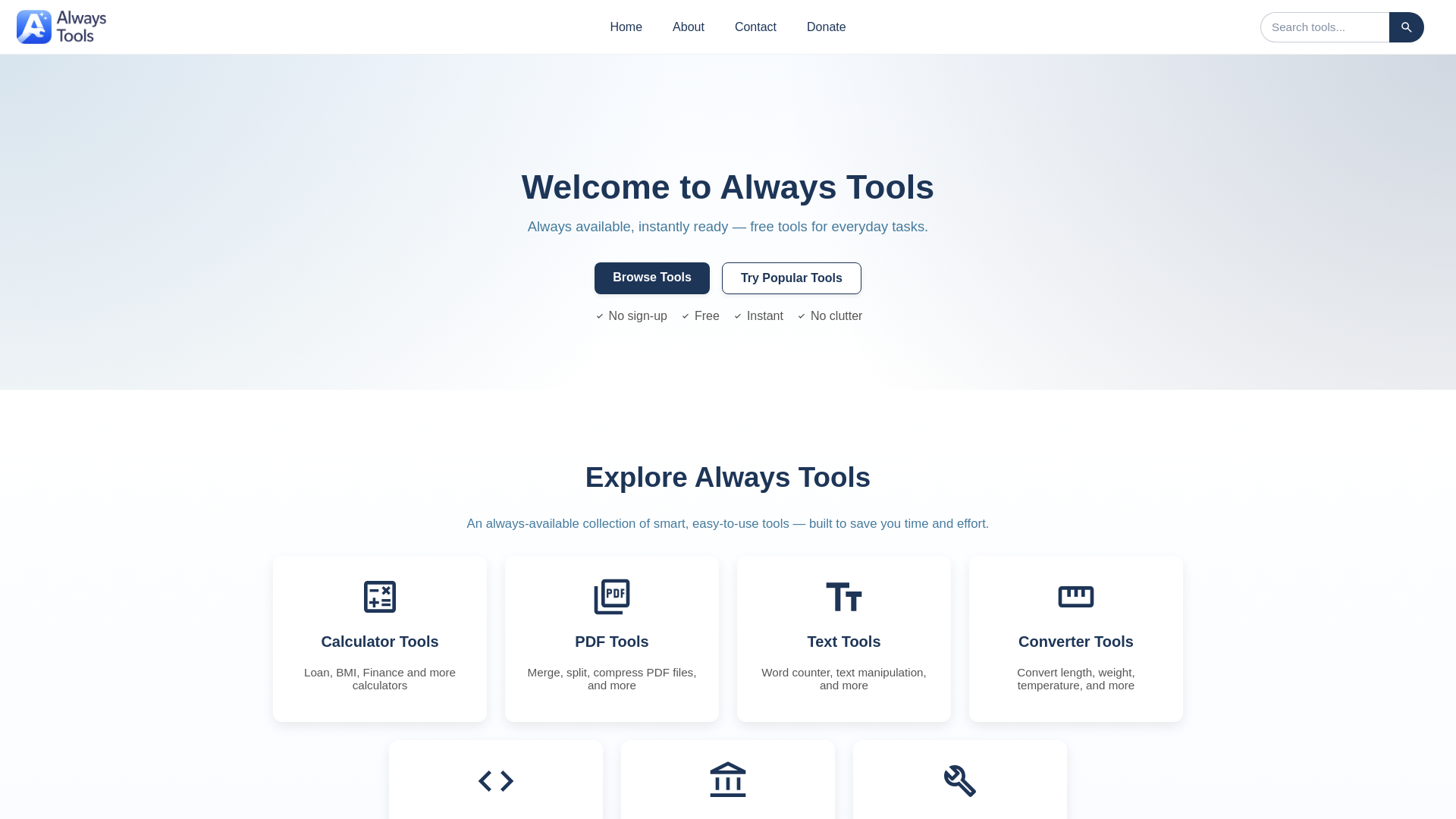 website screenshot of https://alwaystools.pages.dev/