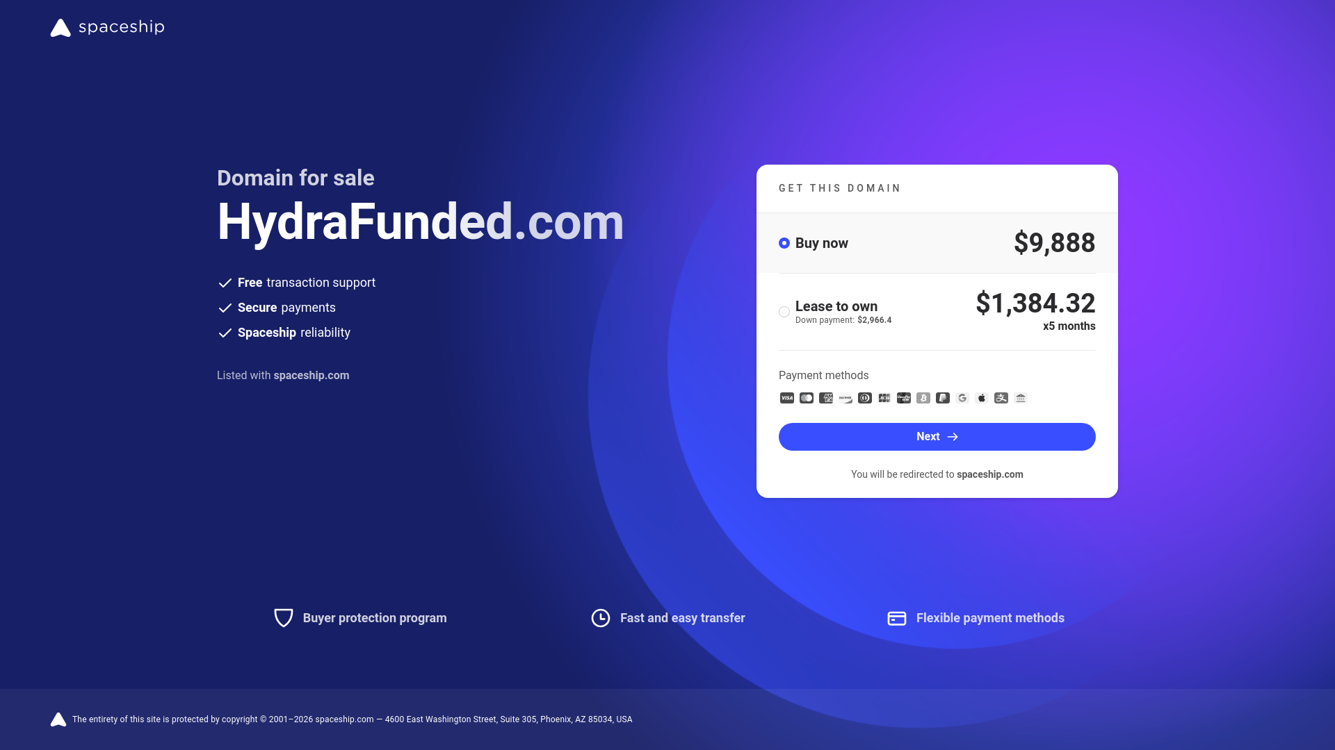 website screenshot of https://hydrafunded.com/