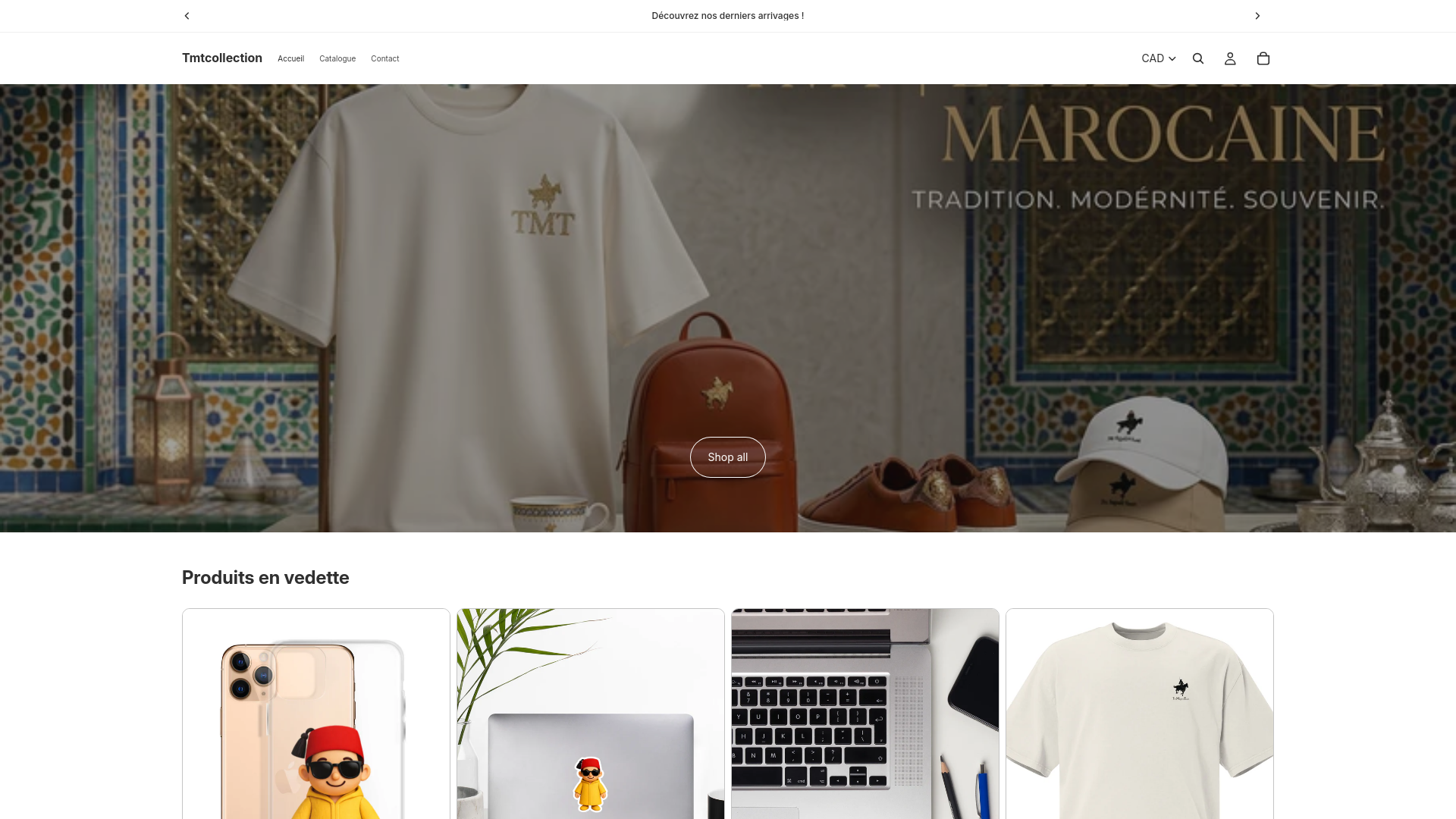 website screenshot of https://tmtcollection.com/