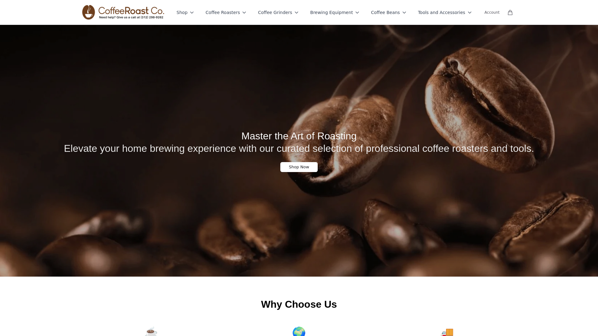 website screenshot of https://buycoffeeroastco.shop/