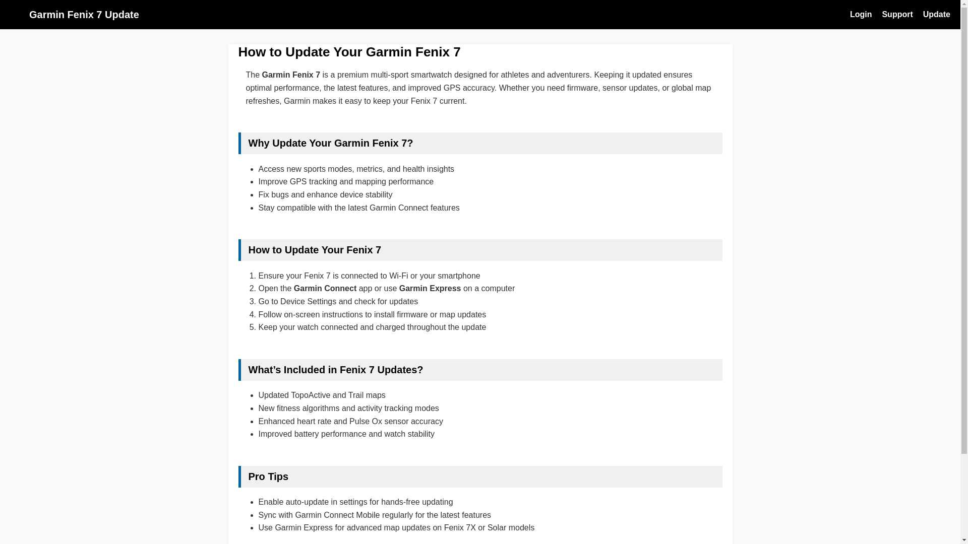 website screenshot of https://garmin-fenix-7-updates.pages.dev/