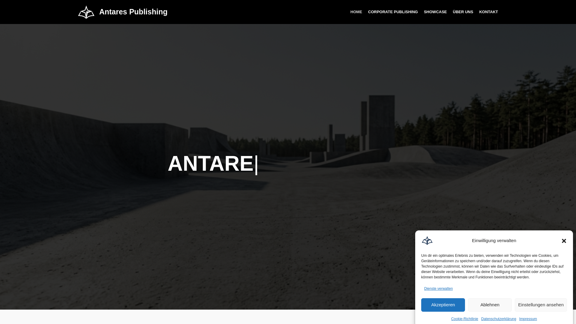 website screenshot of https://antares-publishing.de/