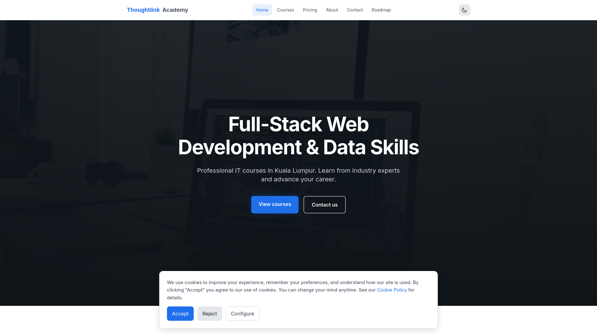 website screenshot of https://thoughtlink.digital/