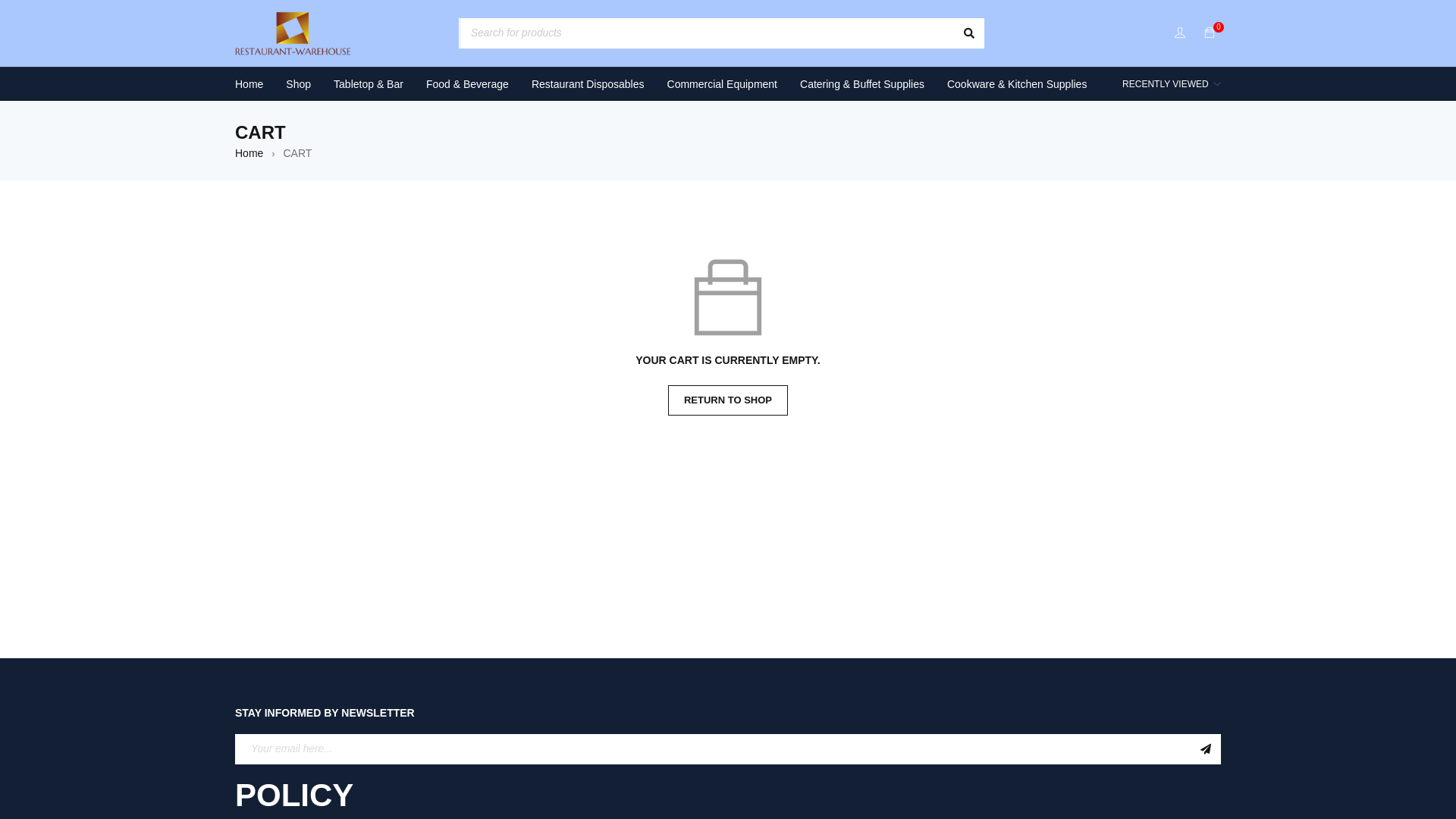 website screenshot of https://www.restaurant-warehouse.com/cart/