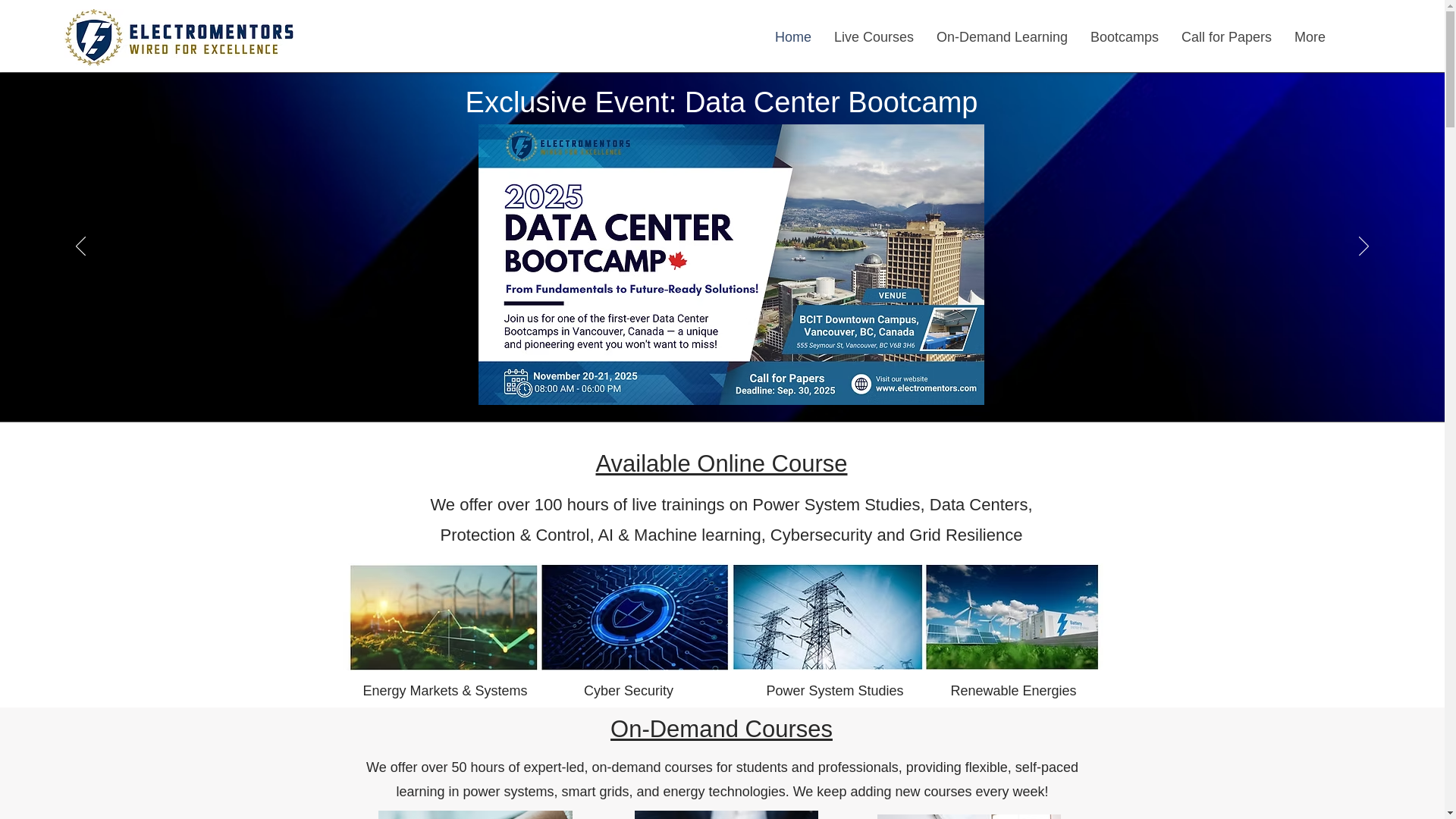 website screenshot of https://electromentors.ca/