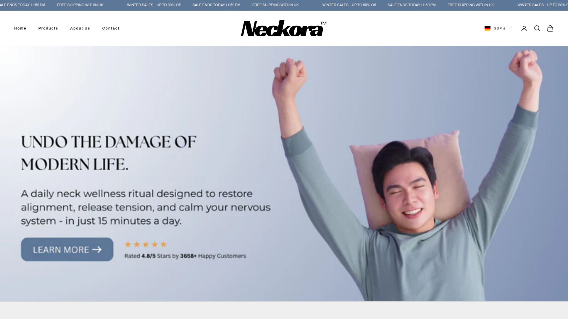 website screenshot of https://neckora.net/