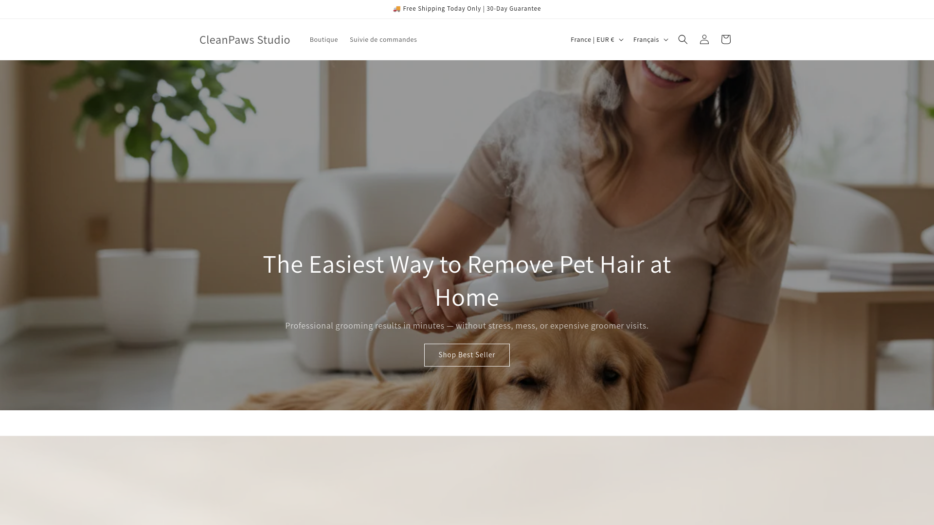 website screenshot of https://cleanpawsstudio.com/