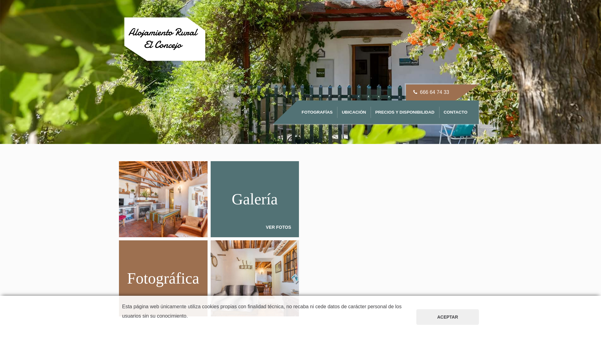 website screenshot of https://alojamientoruralelconcejo.com