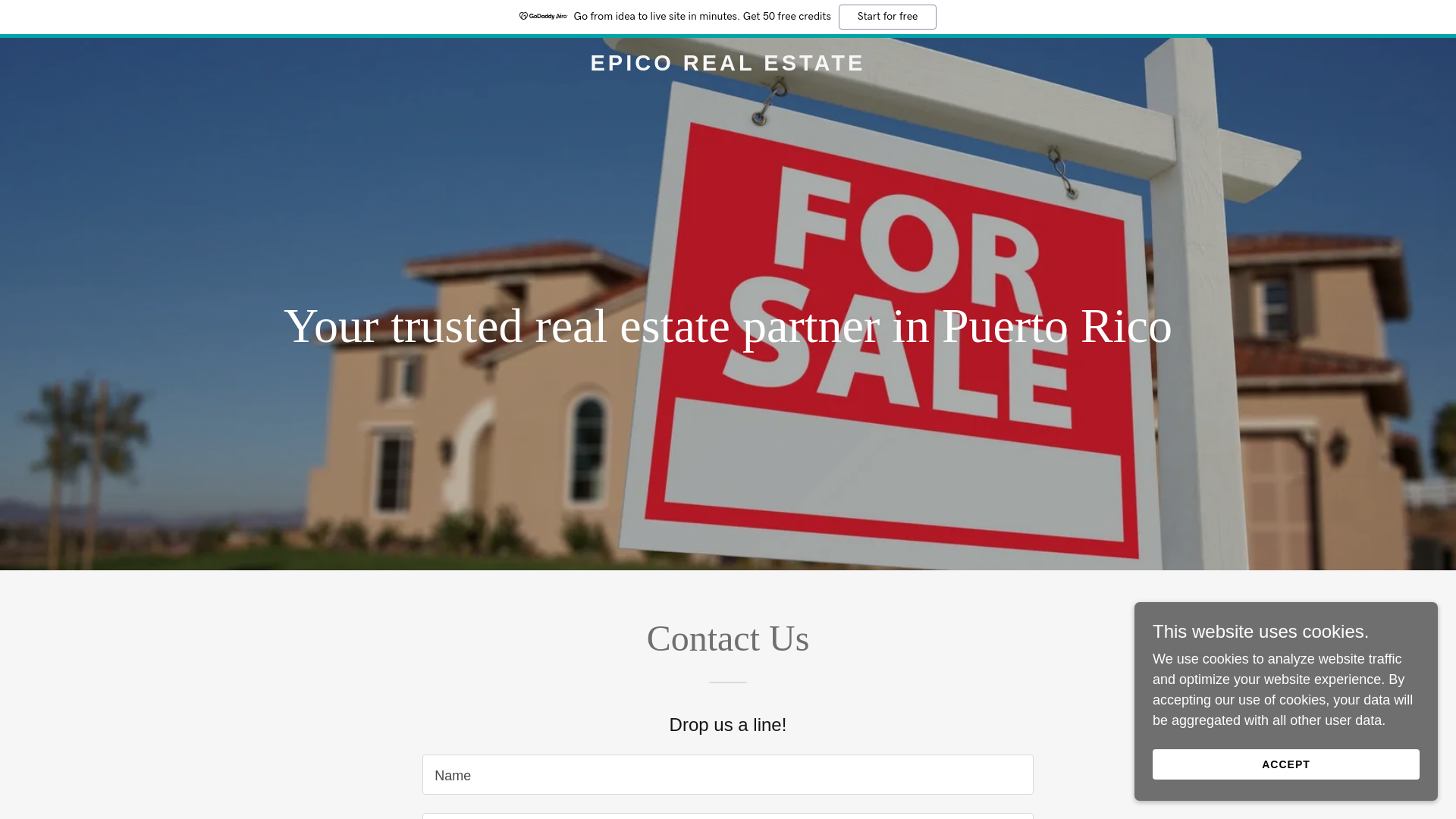 website screenshot of https://epicopuertorico.com