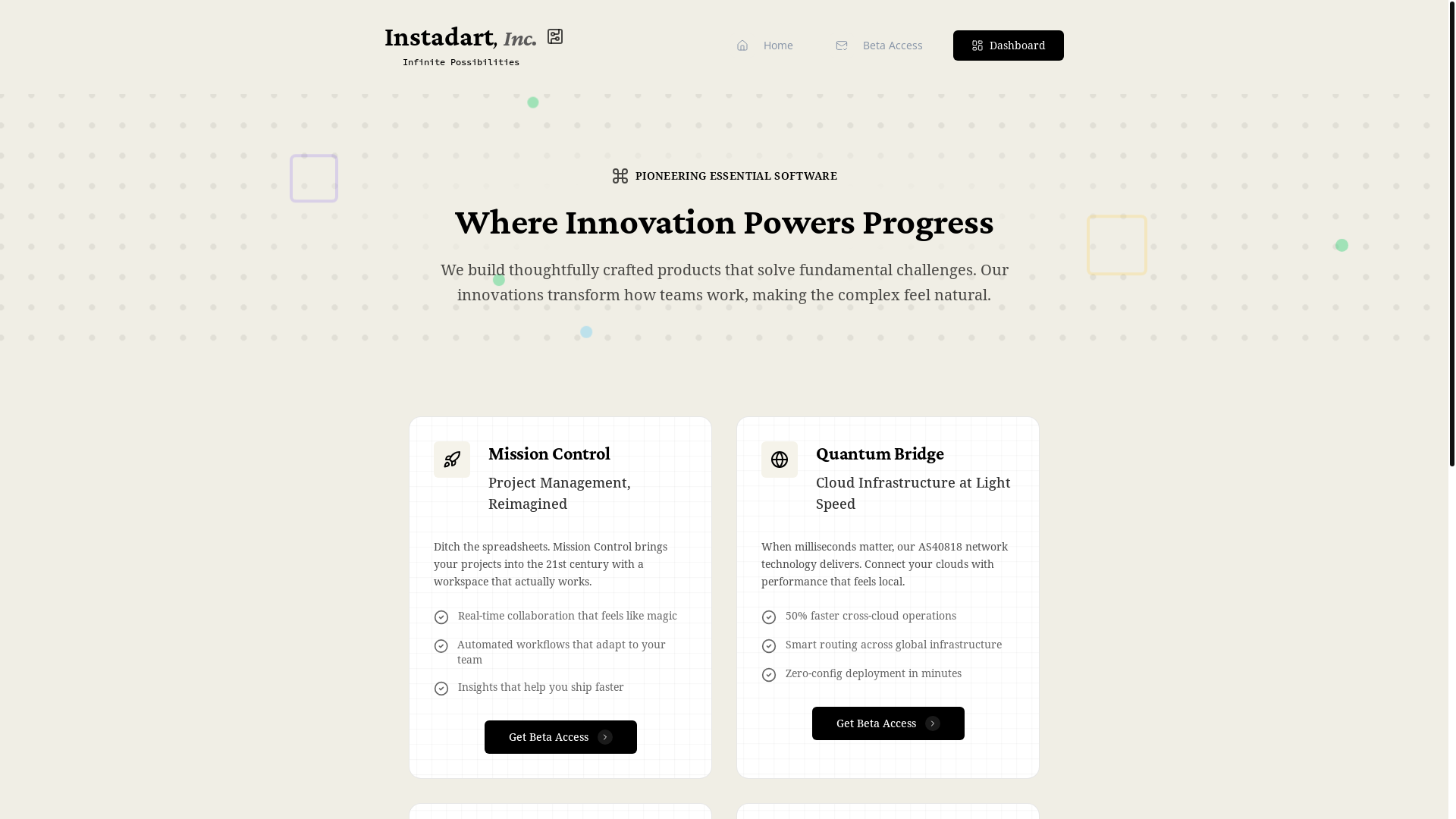 website screenshot of https://instadart-landing-page.pages.dev/