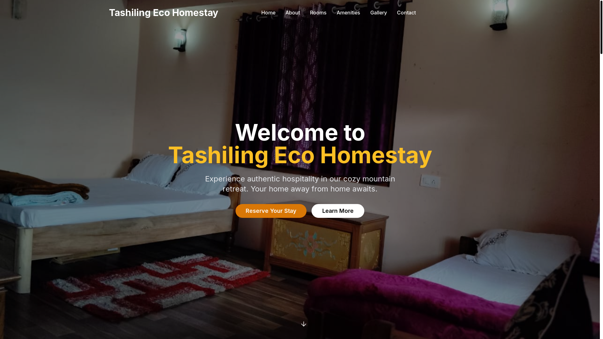 website screenshot of https://tashilingecohomestay.com/