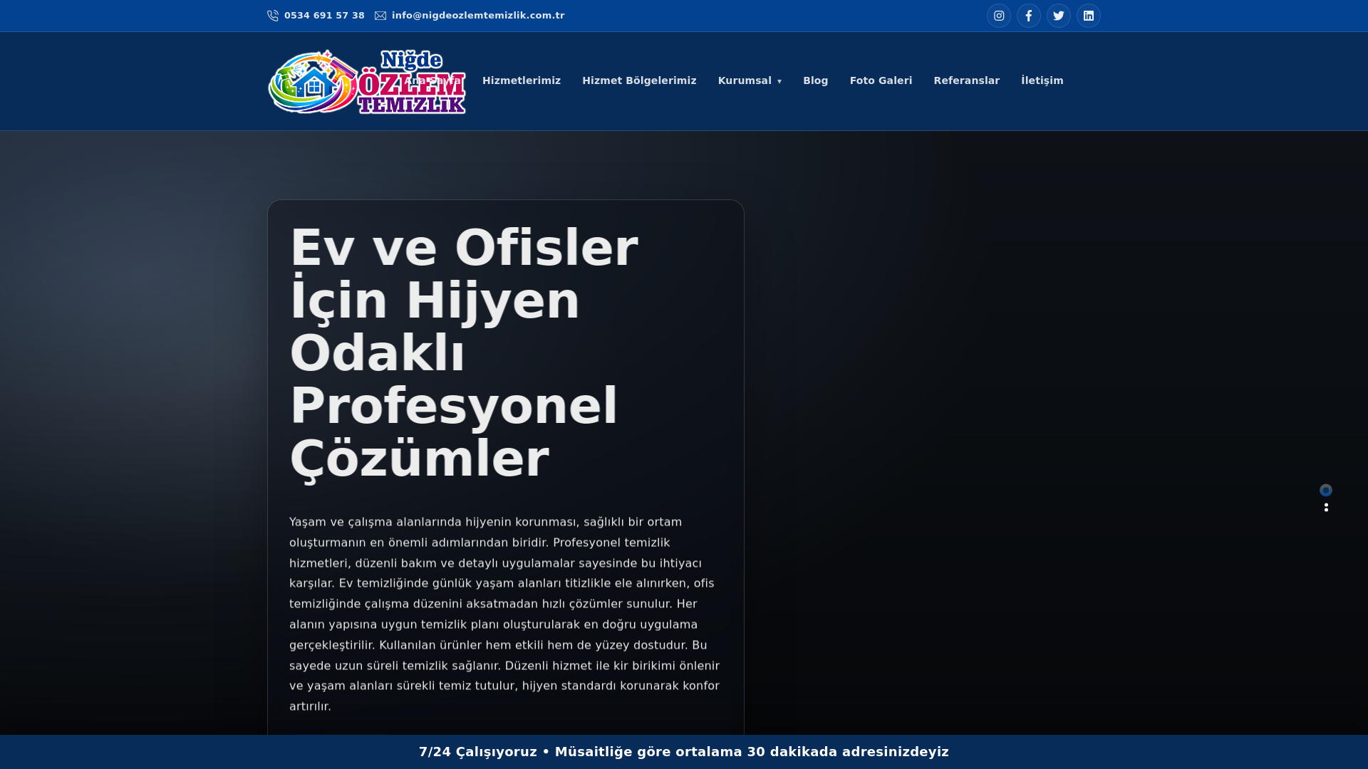 website screenshot of https://nigdeozlemtemizlik.com.tr/