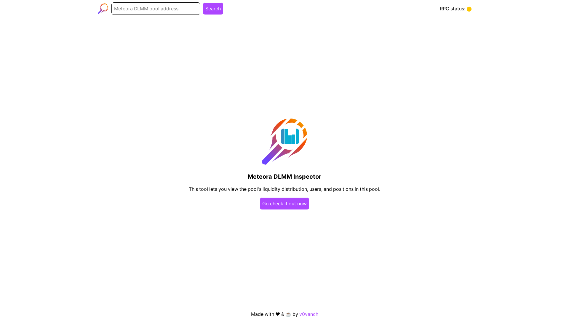 website screenshot of https://meteora-dlmm-inspector.pages.dev/