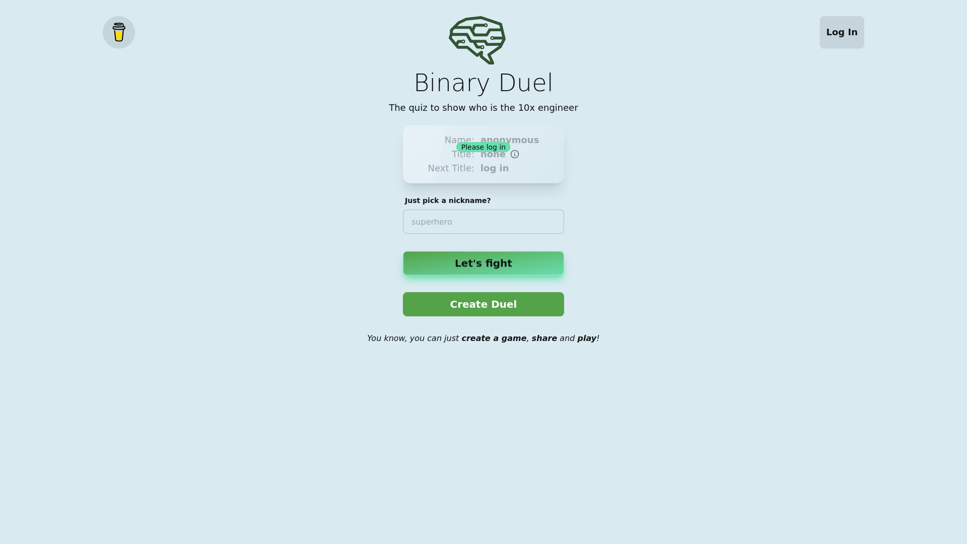 website screenshot of https://binary-duel.pages.dev/