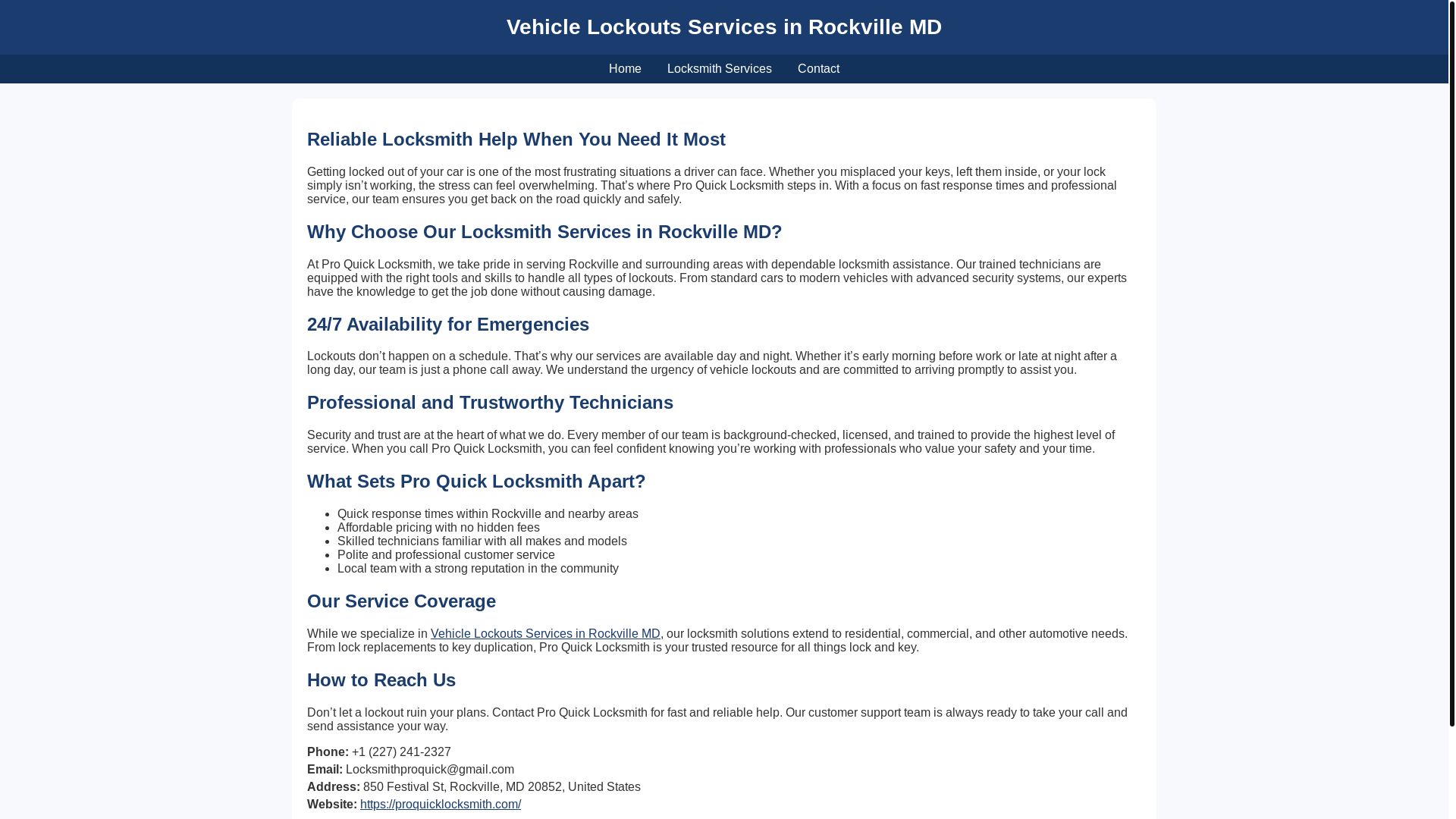 website screenshot of https://vehicle-lockouts-rockville.pages.dev/