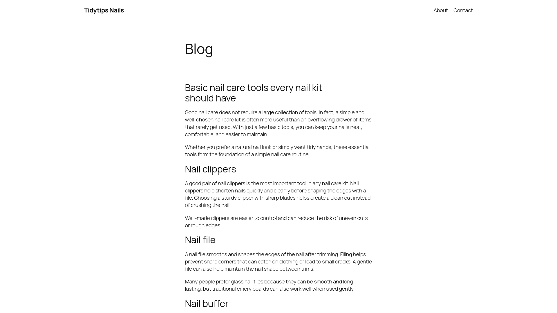 website screenshot of https://tidytipsnails.co.uk/